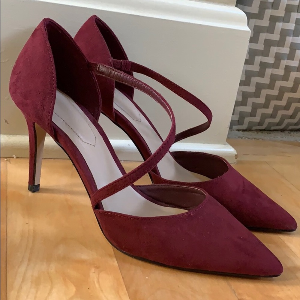 Plume colored strap heels